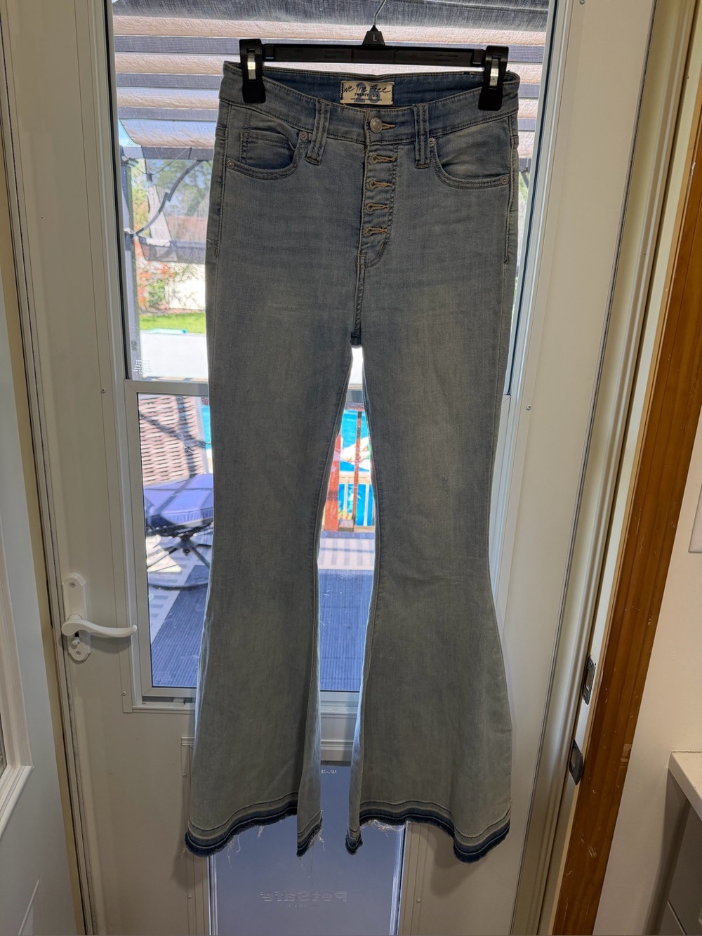 We The Free Light Blue Button-Front Flare Jeans